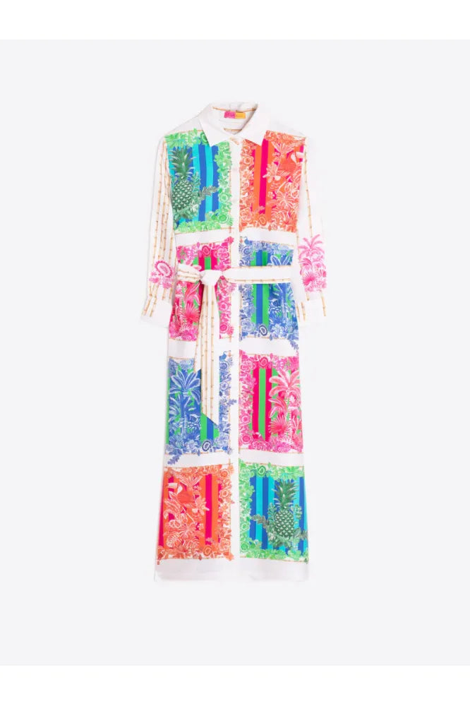 Vilagallo Tropical Print Shirt Dress 33656