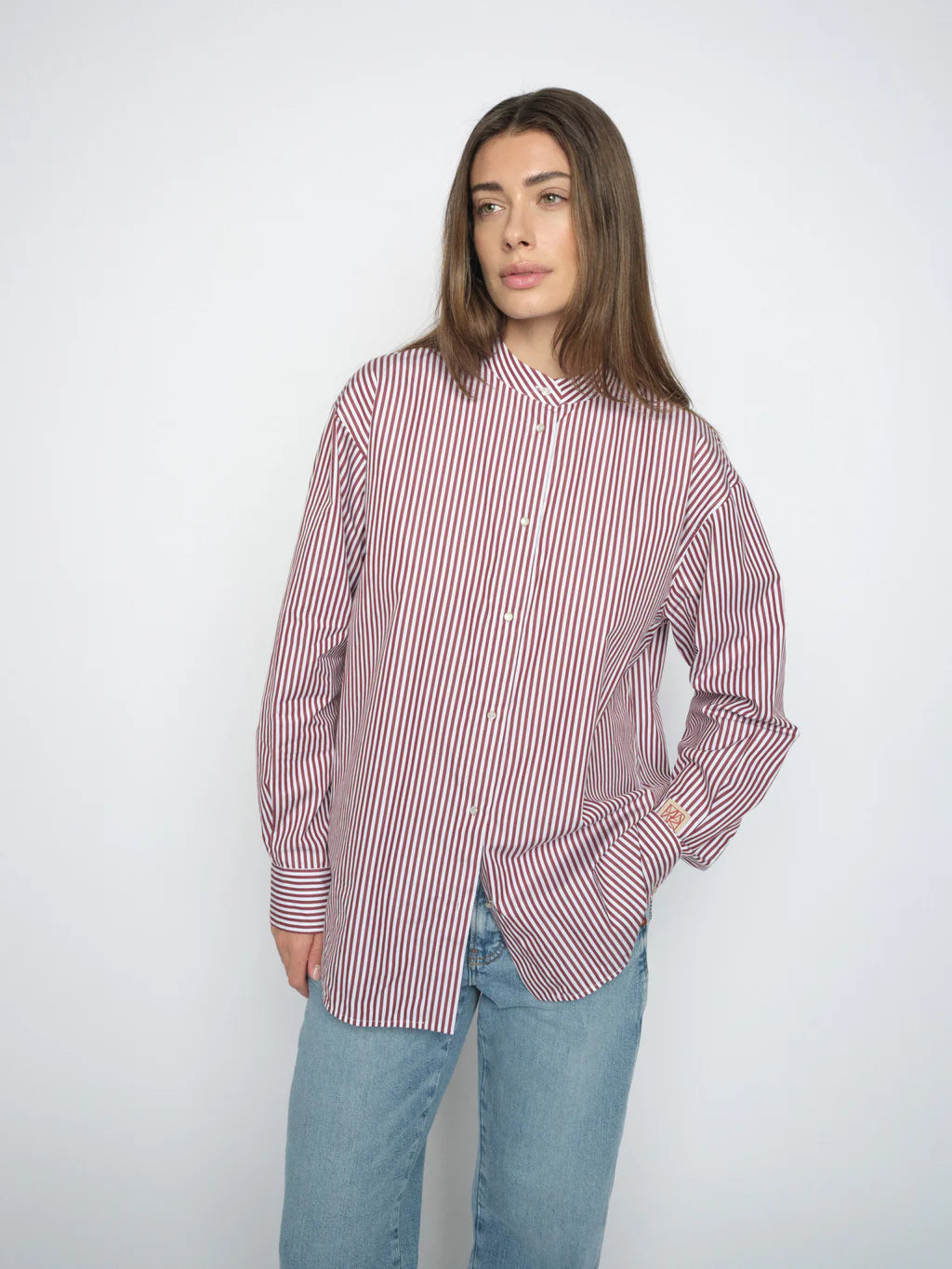 Mos Mosh Karis Slim Stripe Shirt Cabernet