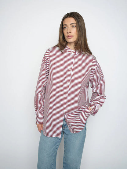 Mos Mosh Karis Slim Stripe Shirt Cabernet