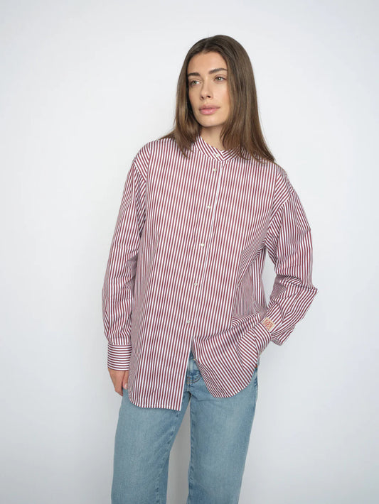 Mos Mosh Karis Slim Stripe Shirt Cabernet