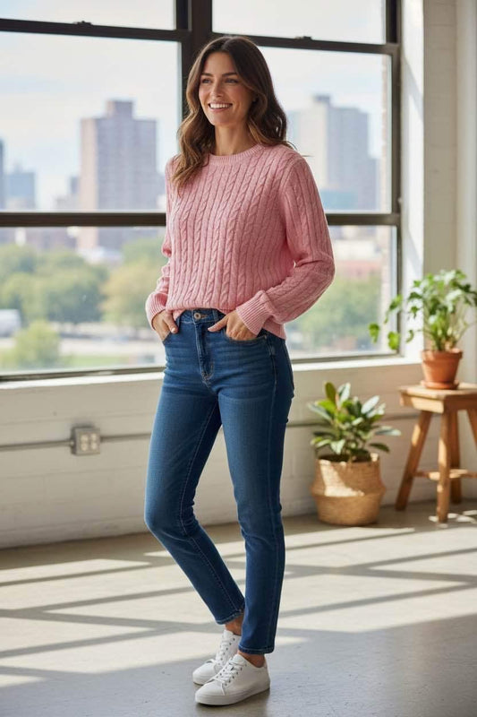 Katie Pink Cable Jumper