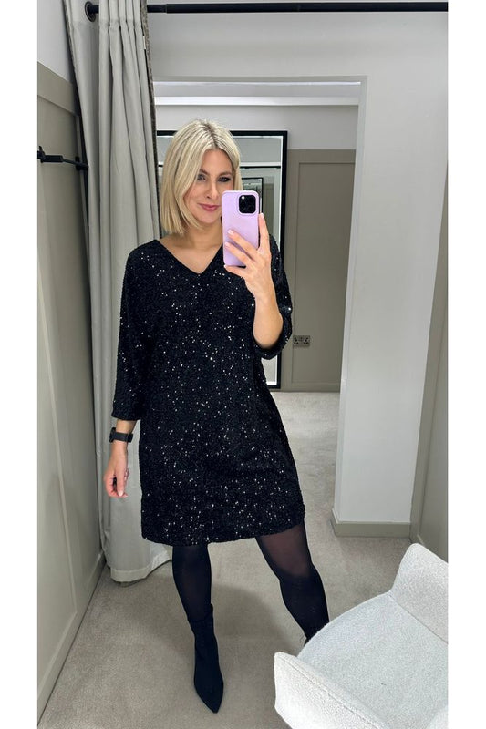 Zola Black Sequin Dress
