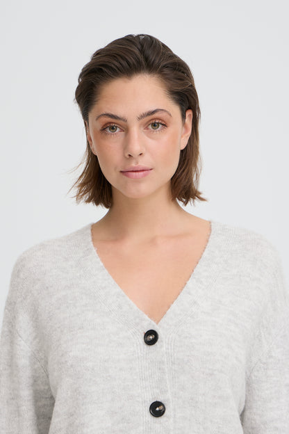 Ichi IHBaling Cardigan Light Grey Melange