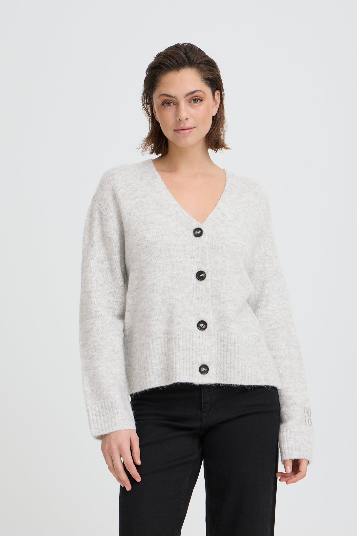Ichi IHBaling Cardigan Light Grey Melange