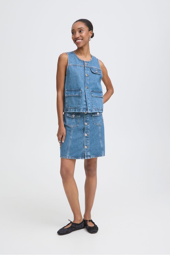 Ichi IHPamila Waistcoat Denim