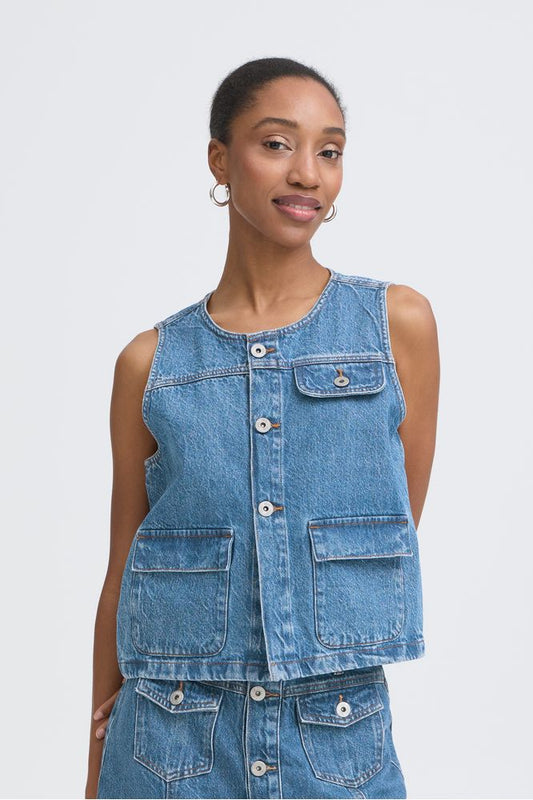 Ichi IHPamila Waistcoat Denim