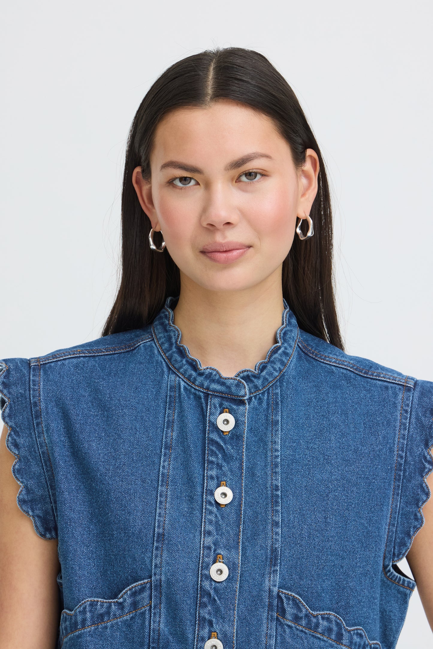 Ichi IHPalou Waistcoat Dark Blue
