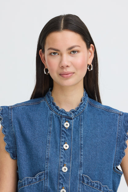 Ichi IHPalou Waistcoat Dark Blue
