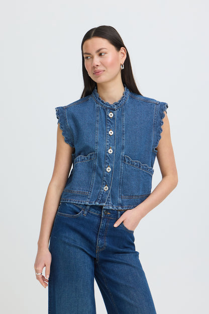 Ichi IHPalou Waistcoat Dark Blue