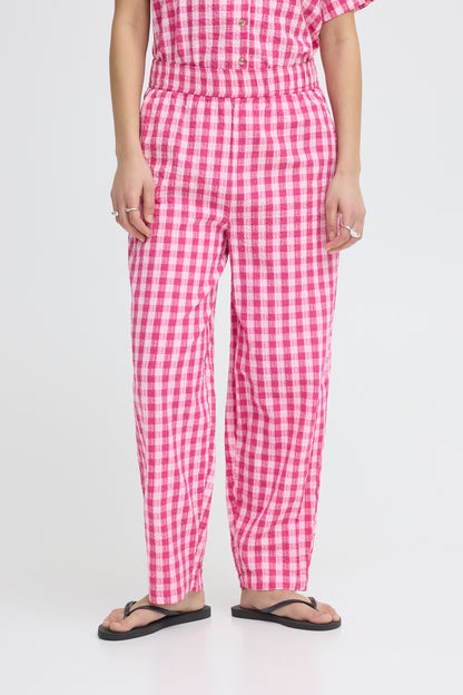 Ichi IHFelica Trousers Berry / Pink Check