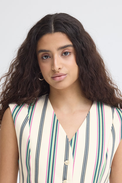 Ichi IHKate Waistcoat Multi Stripe