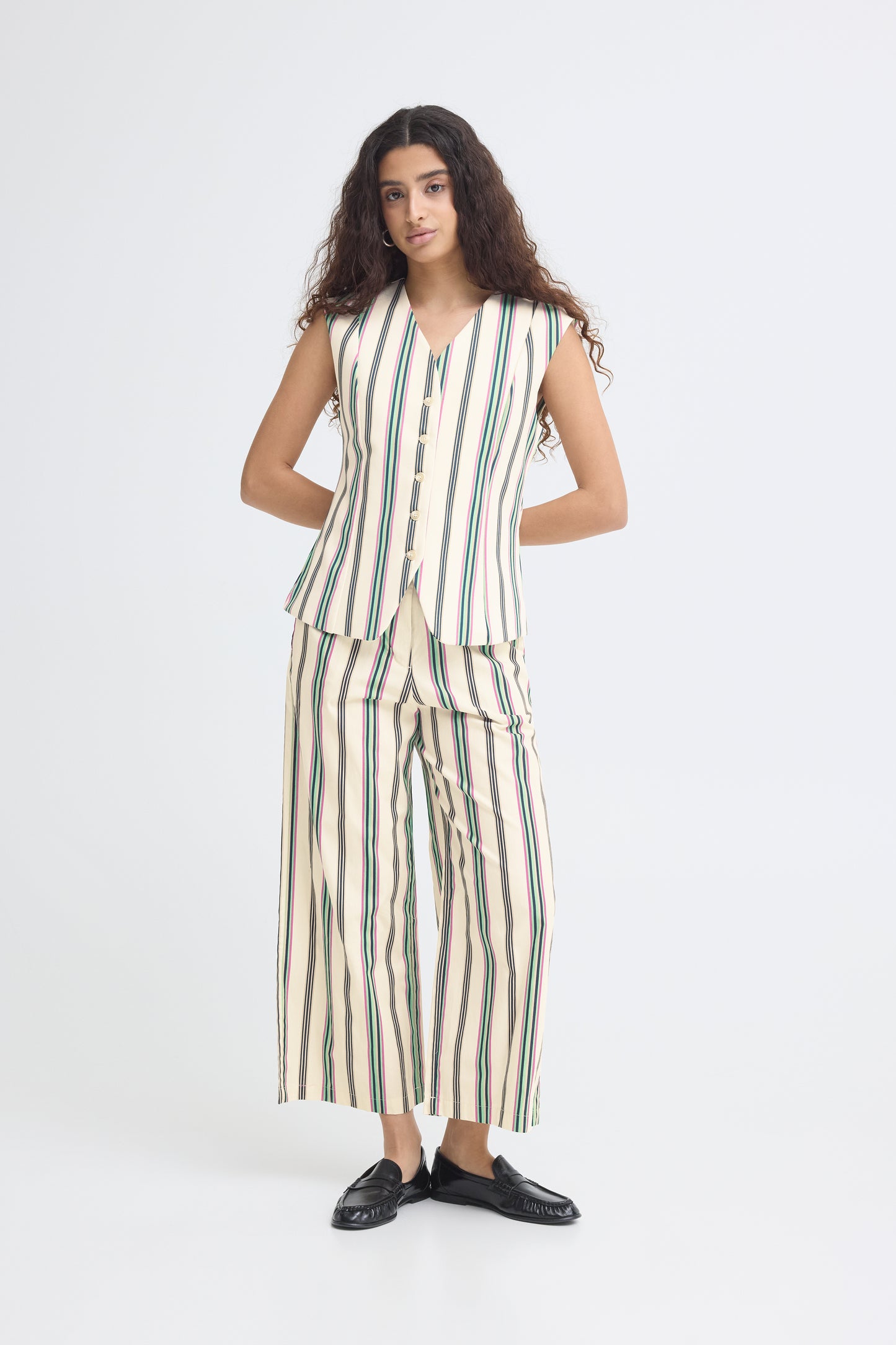 Ichi IHKate Waistcoat Multi Stripe