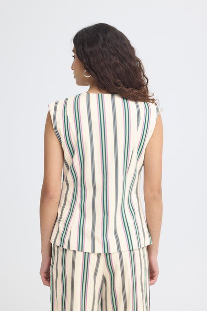 Ichi IHKate Waistcoat Multi Stripe