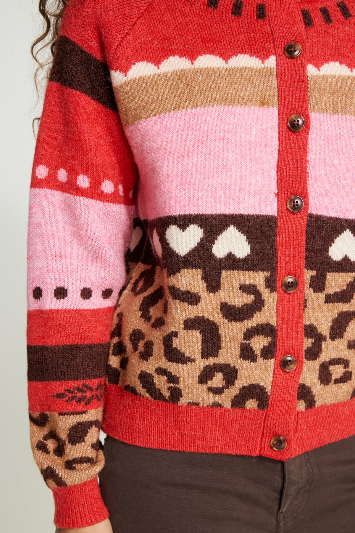 Ichi Livoni Cardigan Poinsettia Mulitpattern