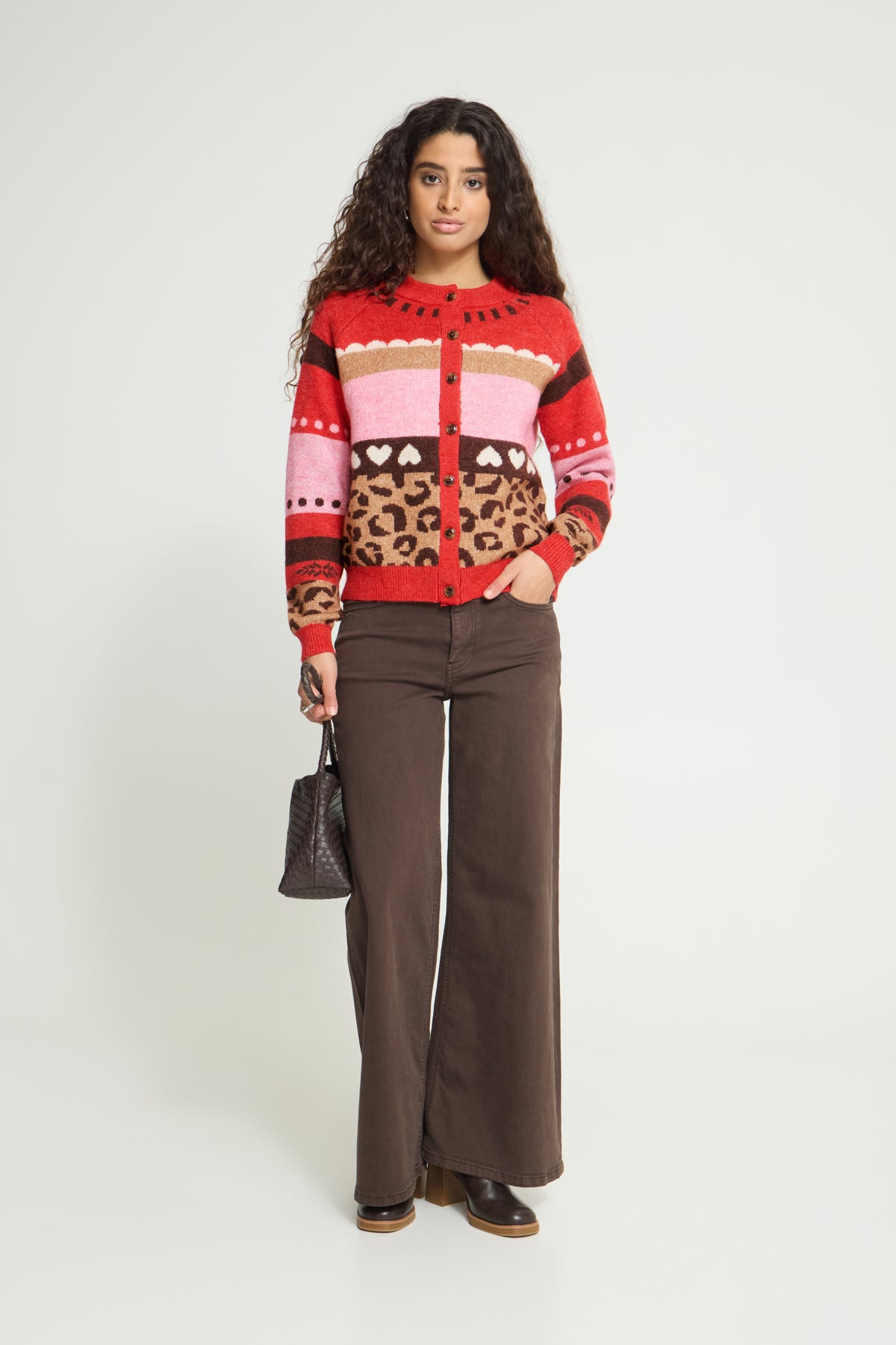Ichi Livoni Cardigan Poinsettia Mulitpattern