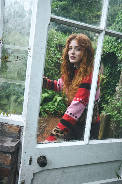 Ichi Livoni Cardigan Poinsettia Mulitpattern