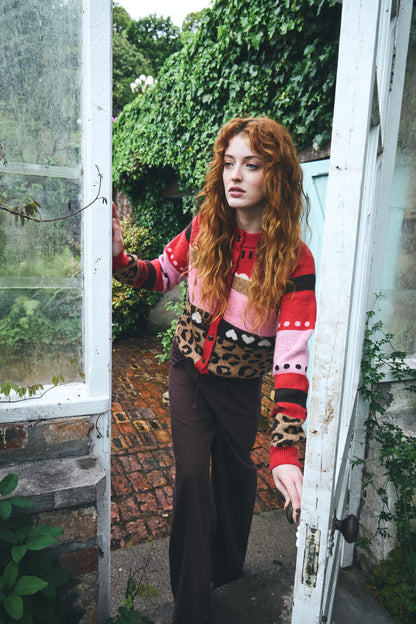 Ichi Livoni Cardigan Poinsettia Mulitpattern
