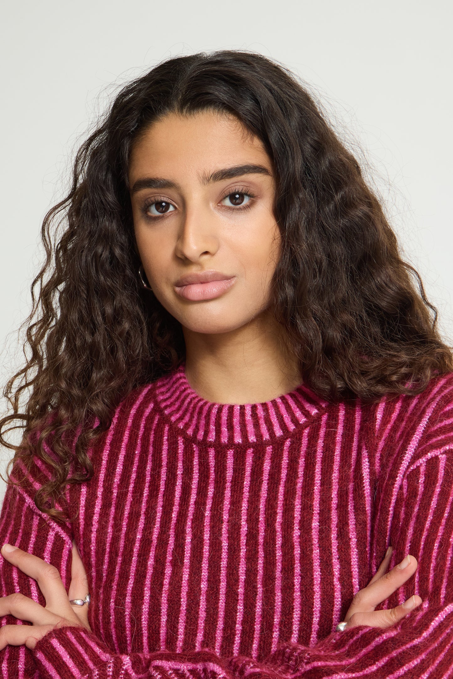 Ichi Kamara Stripe Pullover Rhododendron Pink