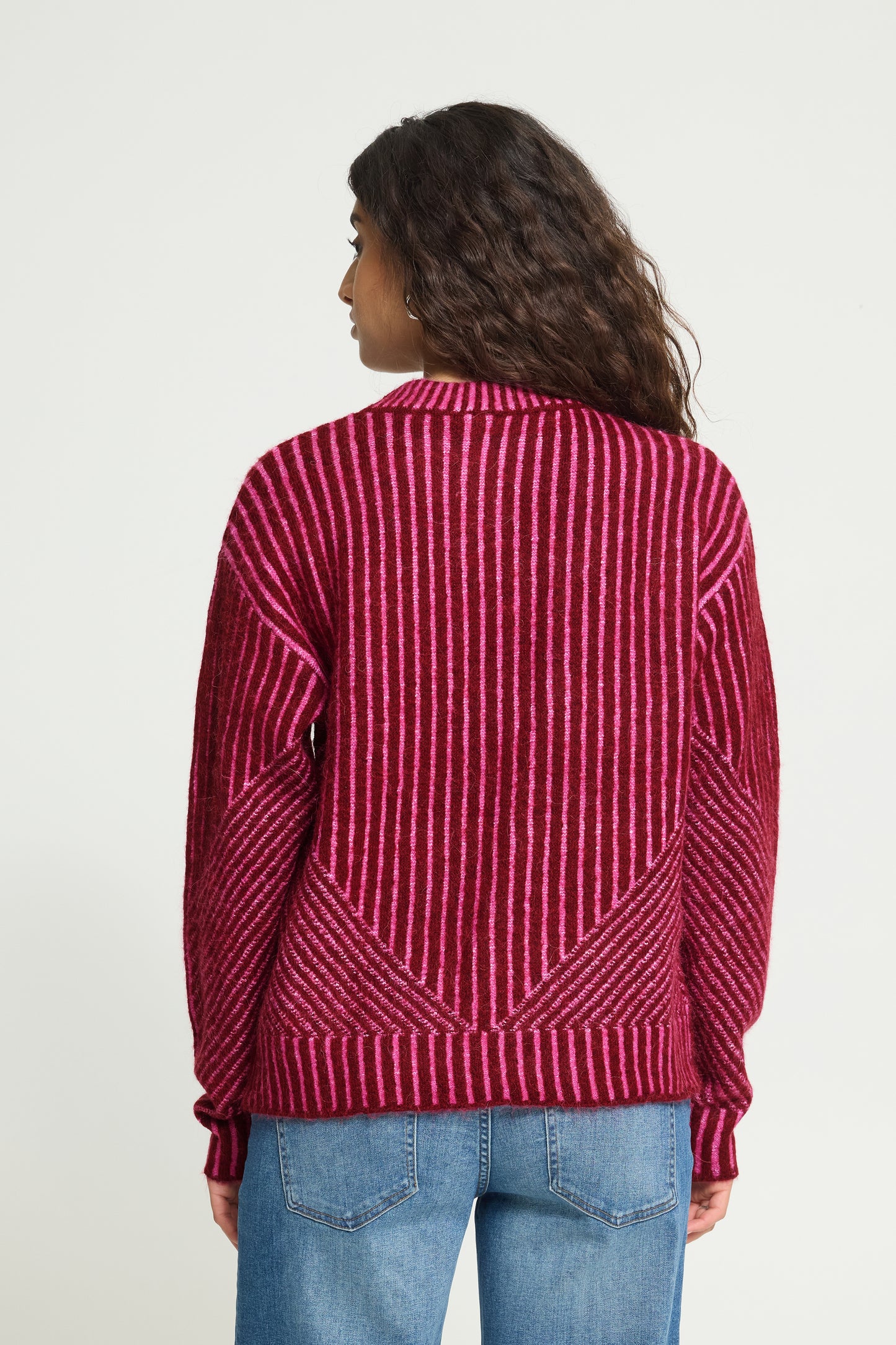 Ichi Kamara Stripe Pullover Rhododendron Pink
