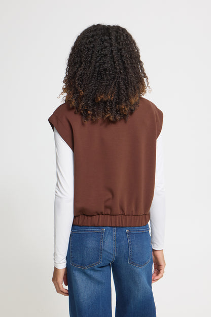 Ichi Cozy Waistcoat Brown Beige