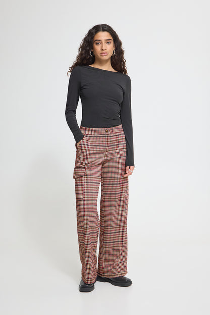 Ichi Kate Checkit Trousers Big Check