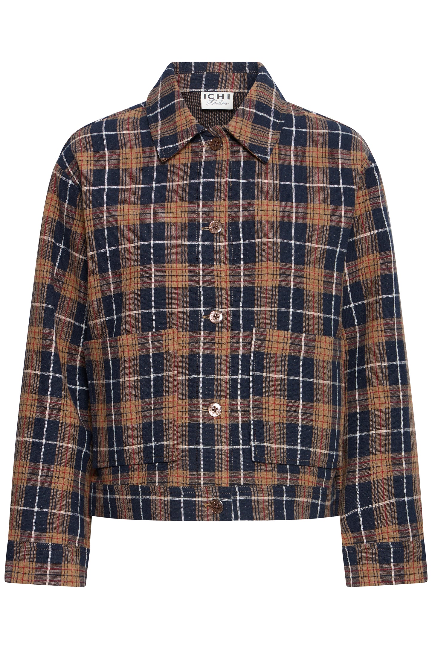 Ichi Kalia Shirt Dark Blue / Brown Check