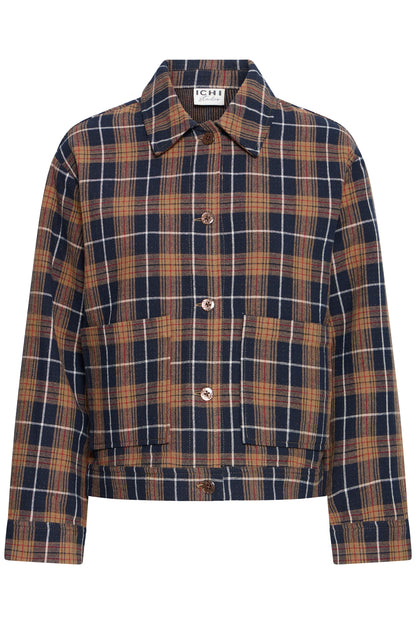 Ichi Kalia Shirt Dark Blue / Brown Check