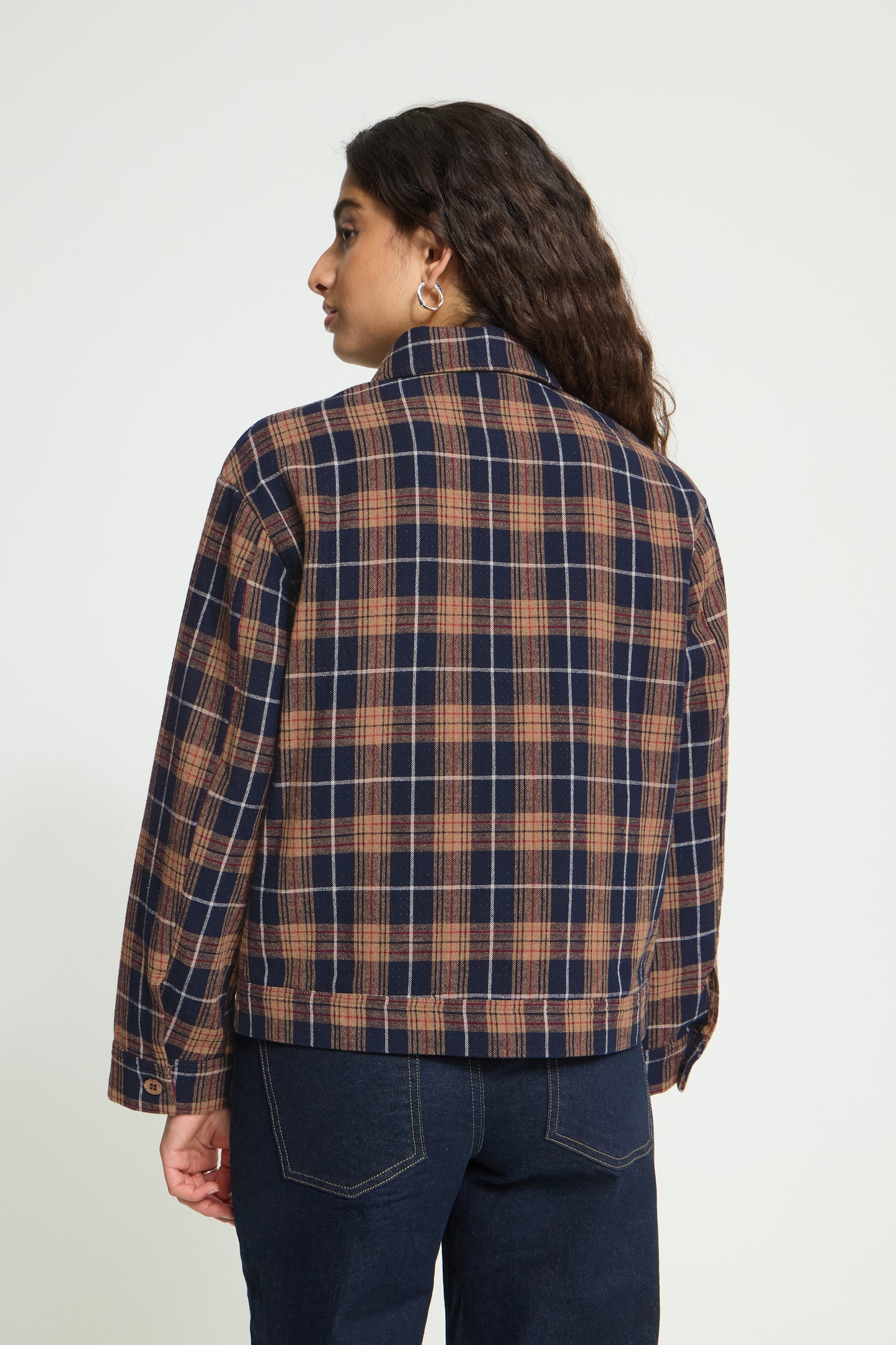 Ichi Kalia Shirt Dark Blue / Brown Check