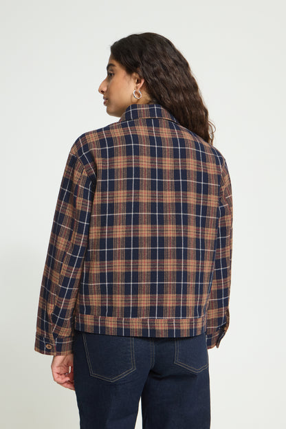 Ichi Kalia Shirt Dark Blue / Brown Check