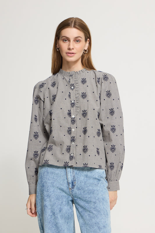 Ichi Eloza Shirt Birch / Dark Blue