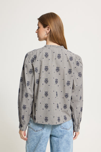 Ichi Eloza Shirt Birch / Dark Blue