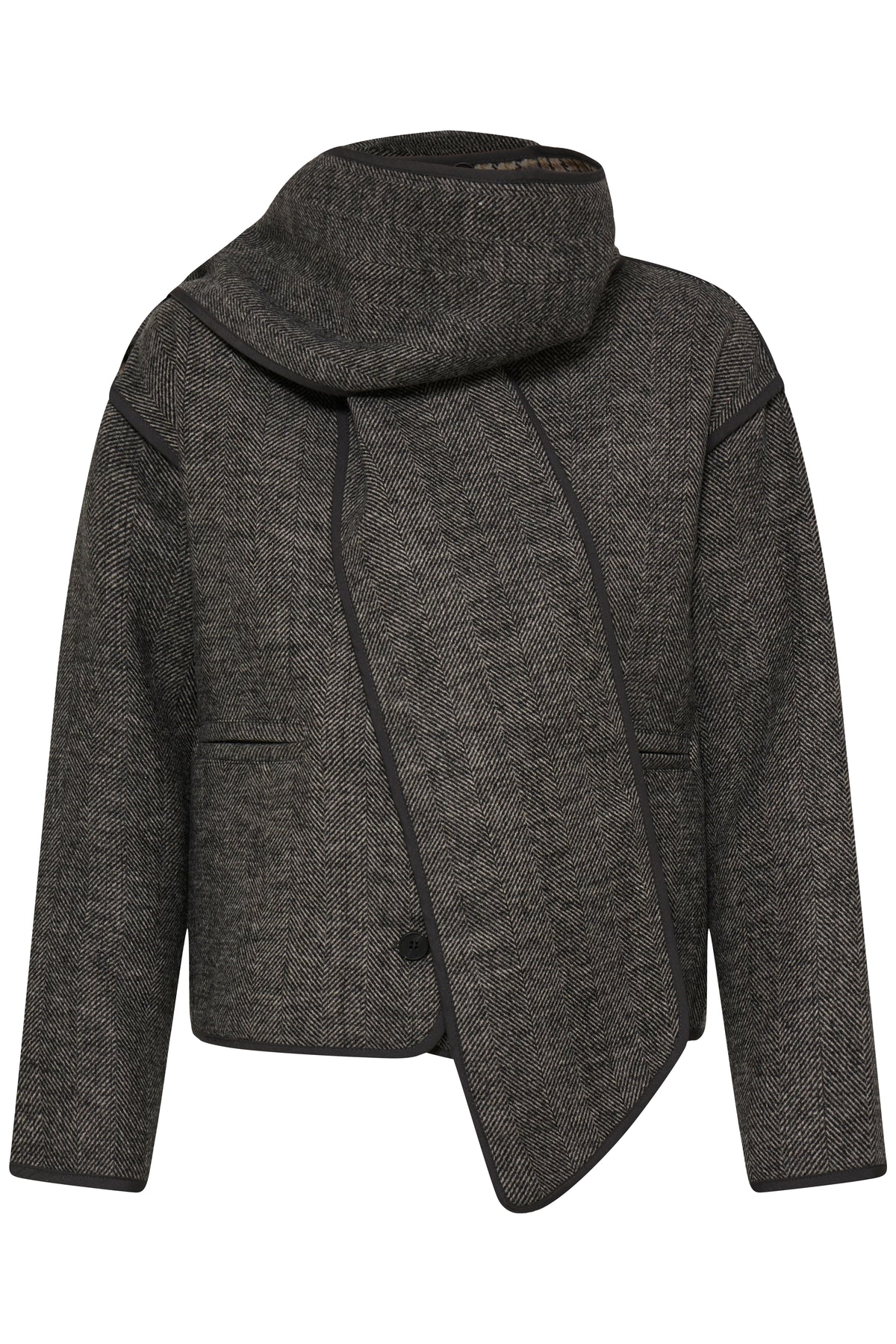 Ichi Frava Jacket Black Herringbone