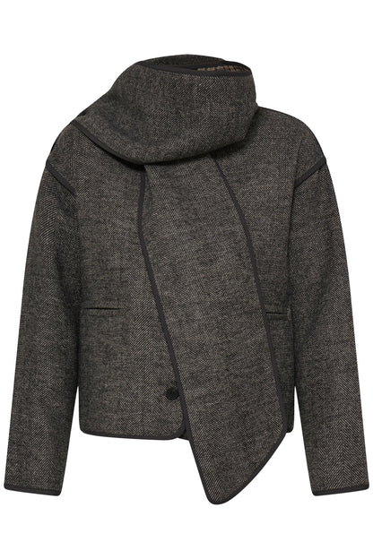 Ichi Frava Jacket Black Herringbone