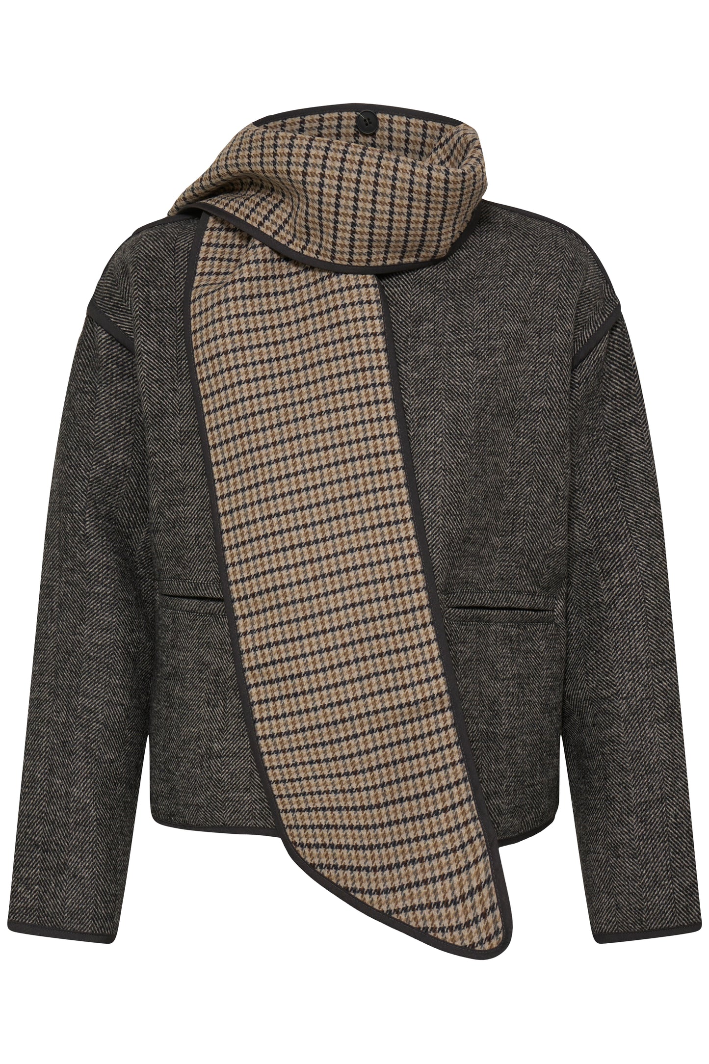 Ichi Frava Jacket Black Herringbone