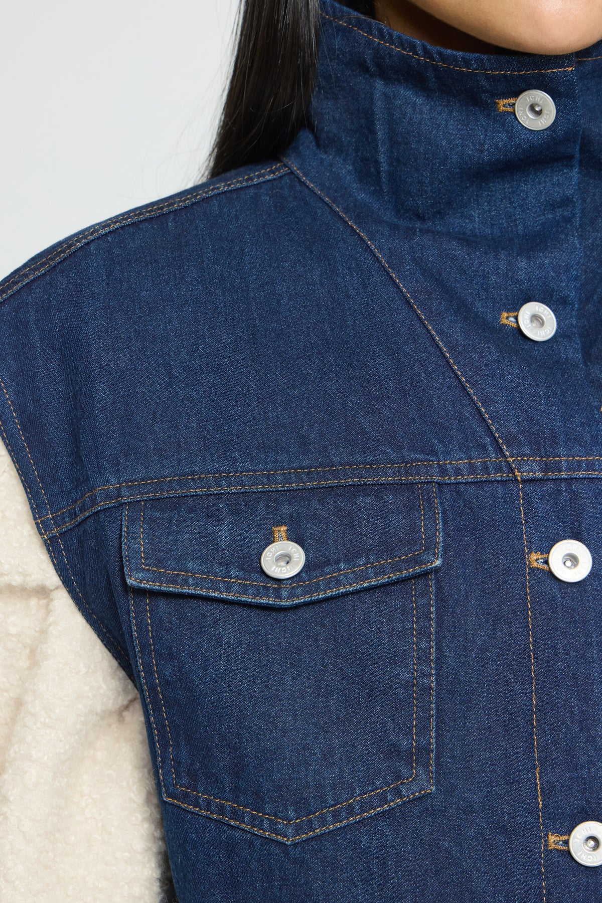 Ichi Hiramo Waistcoat Denim Authentic