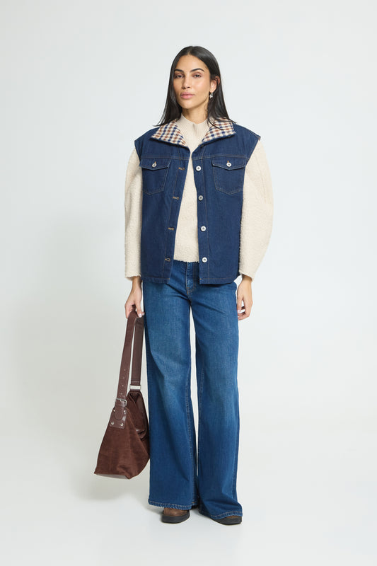 Ichi Hiramo Waistcoat Denim Authentic