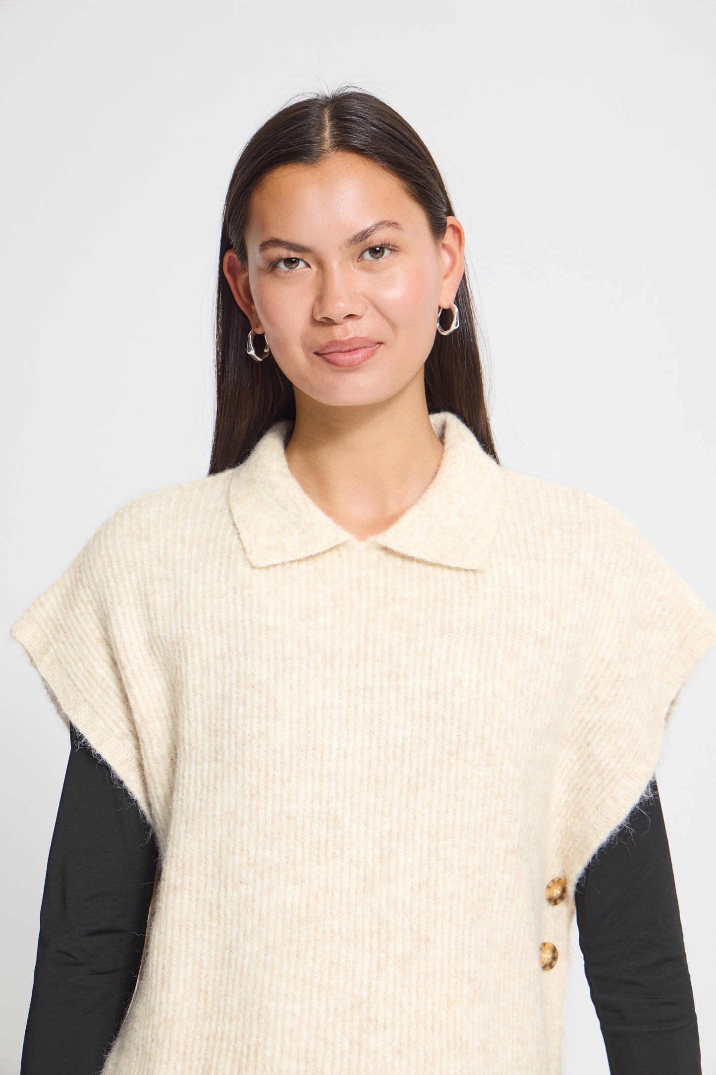 Ichi Ylva Poncho Oatmeal Melange