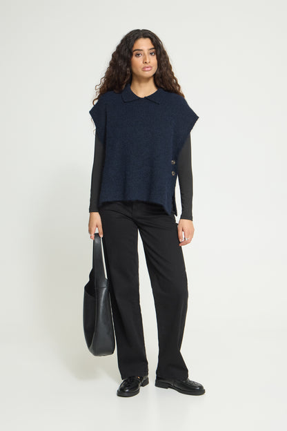 Ichi Ylva Poncho Maritime Blue