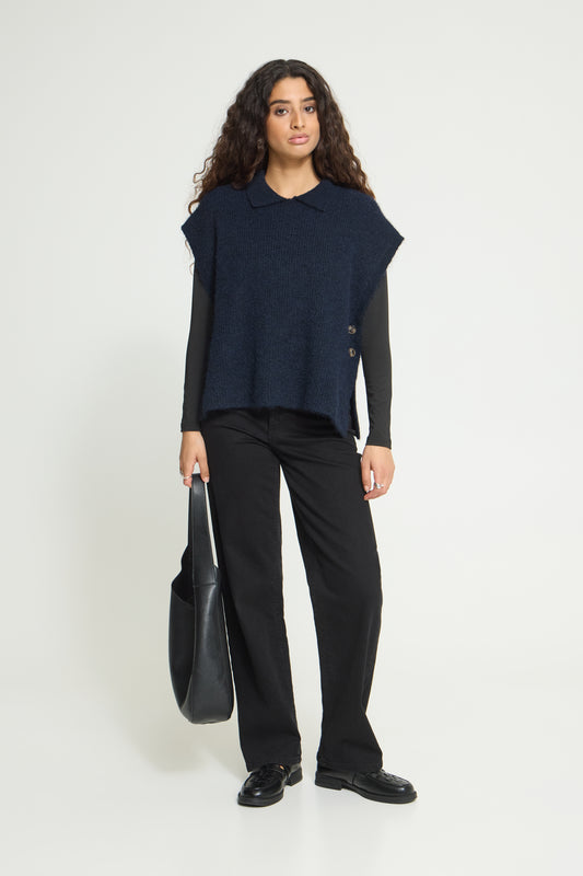 Ichi Ylva Poncho Maritime Blue