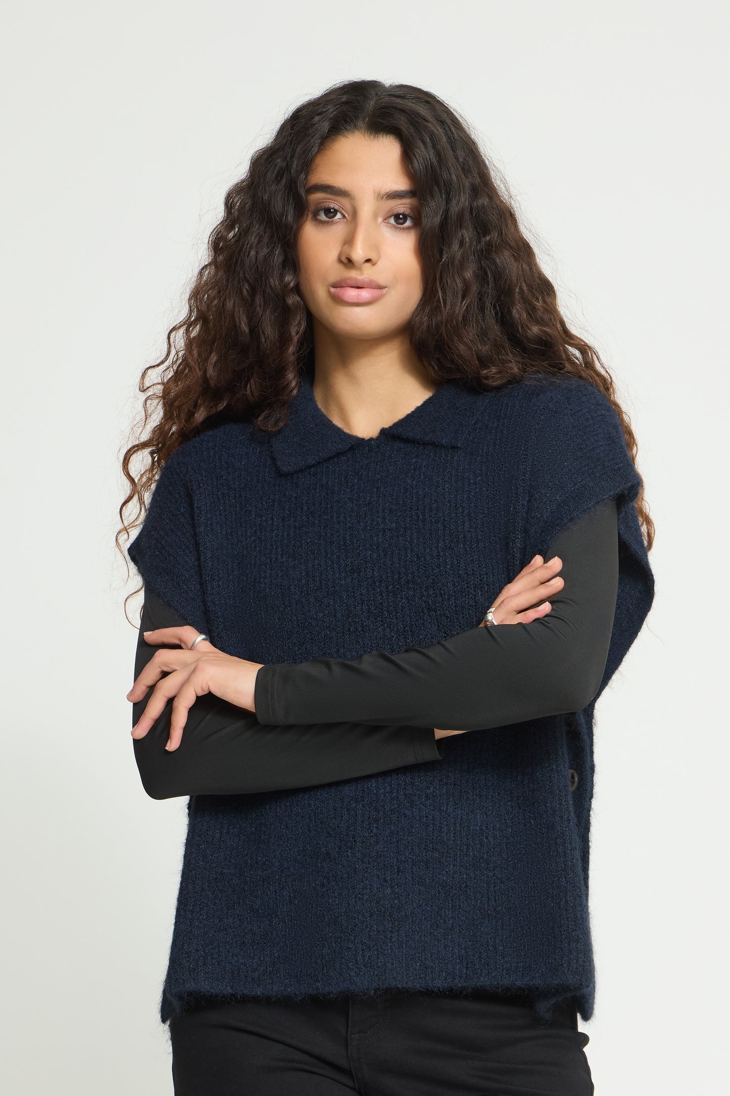 Ichi Ylva Poncho Maritime Blue