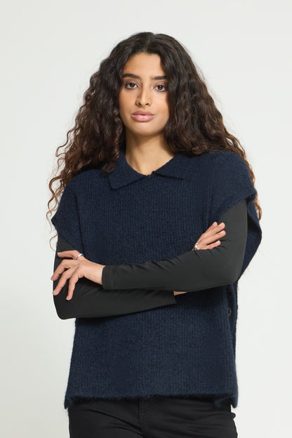 Ichi Ylva Poncho Maritime Blue