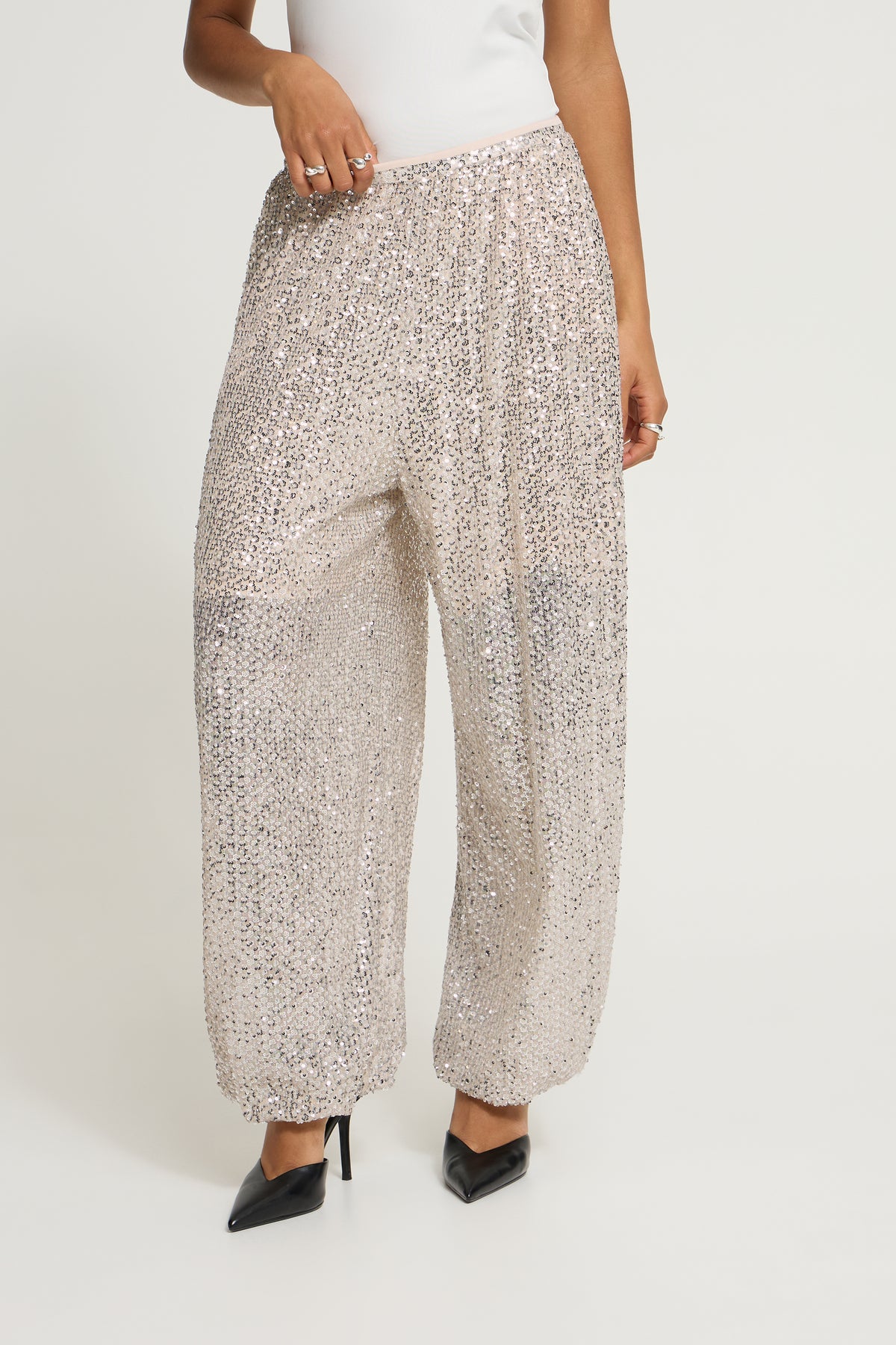Ichi Faula Ballon Trousers Frosted Almond