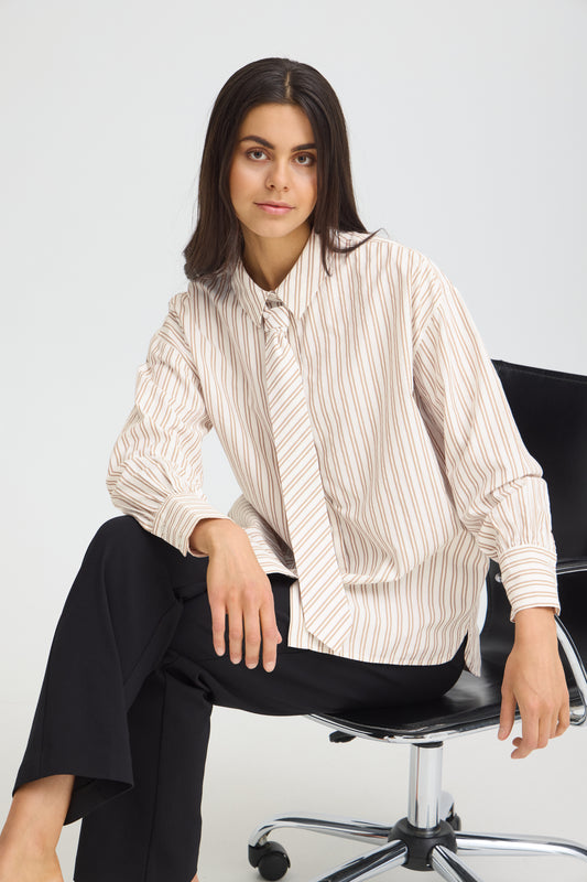 Fransa Zaba Shirt White Tobacco