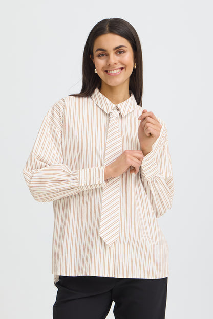Fransa Zaba Shirt White Tobacco