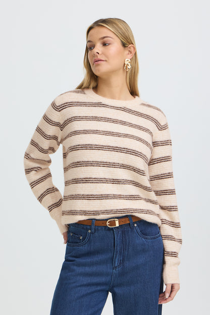 Fransa Kendra Pullover Oatmeal Stripe