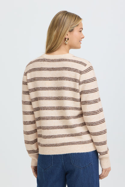 Fransa Kendra Pullover Oatmeal Stripe