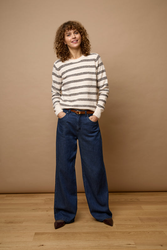 Fransa Kendra Pullover Oatmeal Stripe