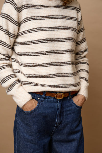Fransa Kendra Pullover Oatmeal Stripe