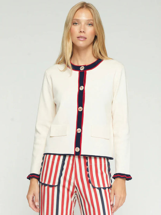 Vilagallo Navy & Red Trim Jacket 33478