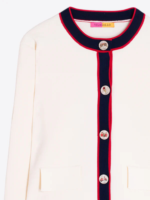 Vilagallo Navy & Red Trim Jacket 33478